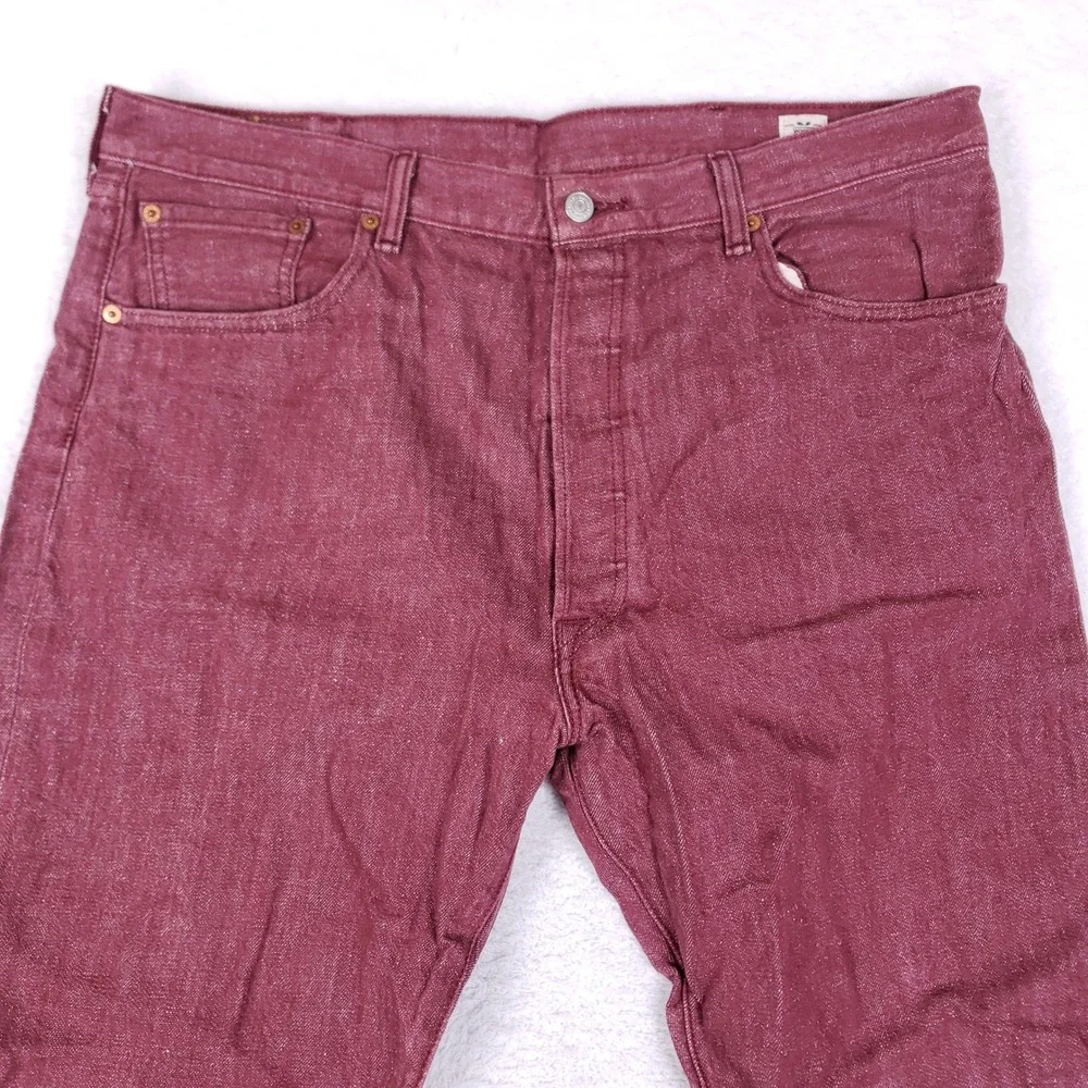 Levi's 501 White Oak Cone Denim Mens 40x32 Red Jeans Button Fly Heritage - Picture 2 of 14